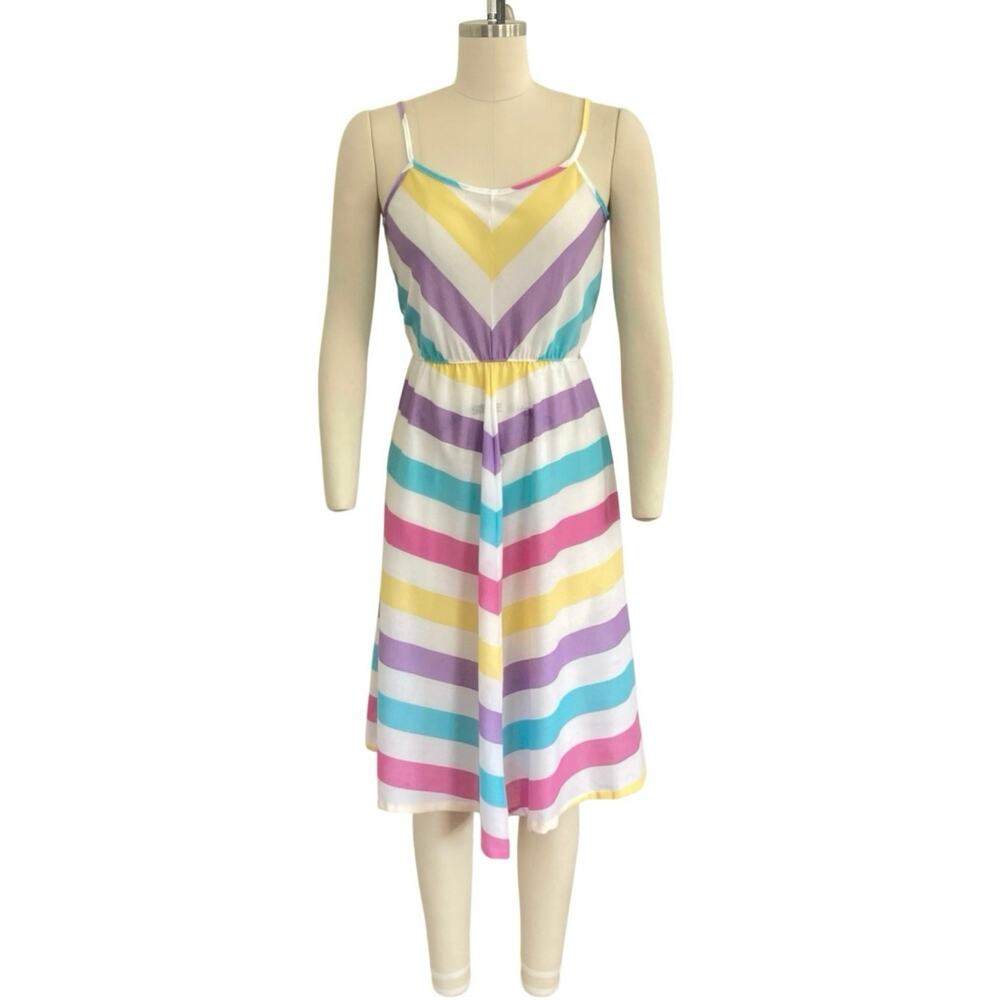 Vintage Colorful Chevron Midi Sundress